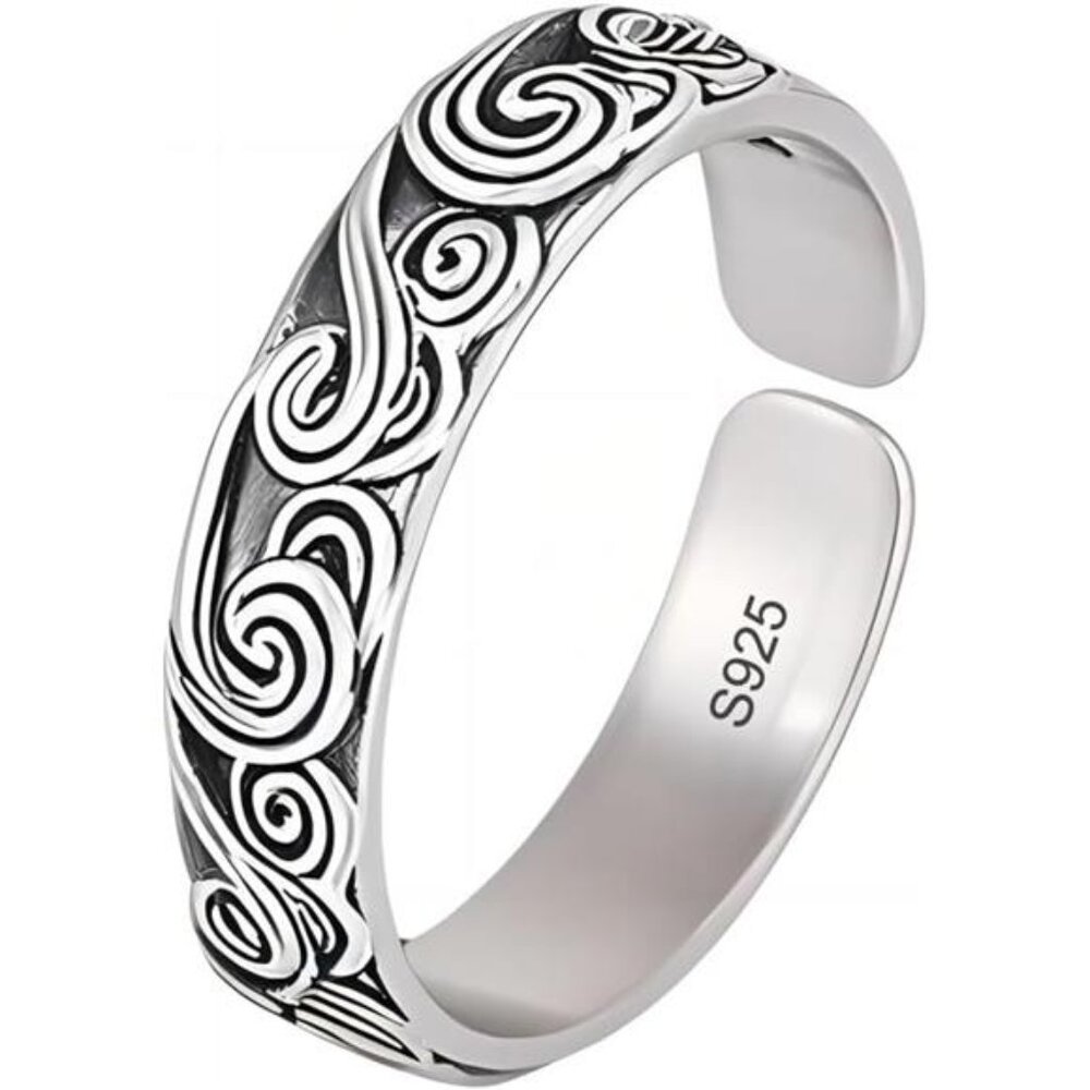 Spiral Clouds | Sterling Silver Men's Ring | Adjustable Size Ring | Gift for Him